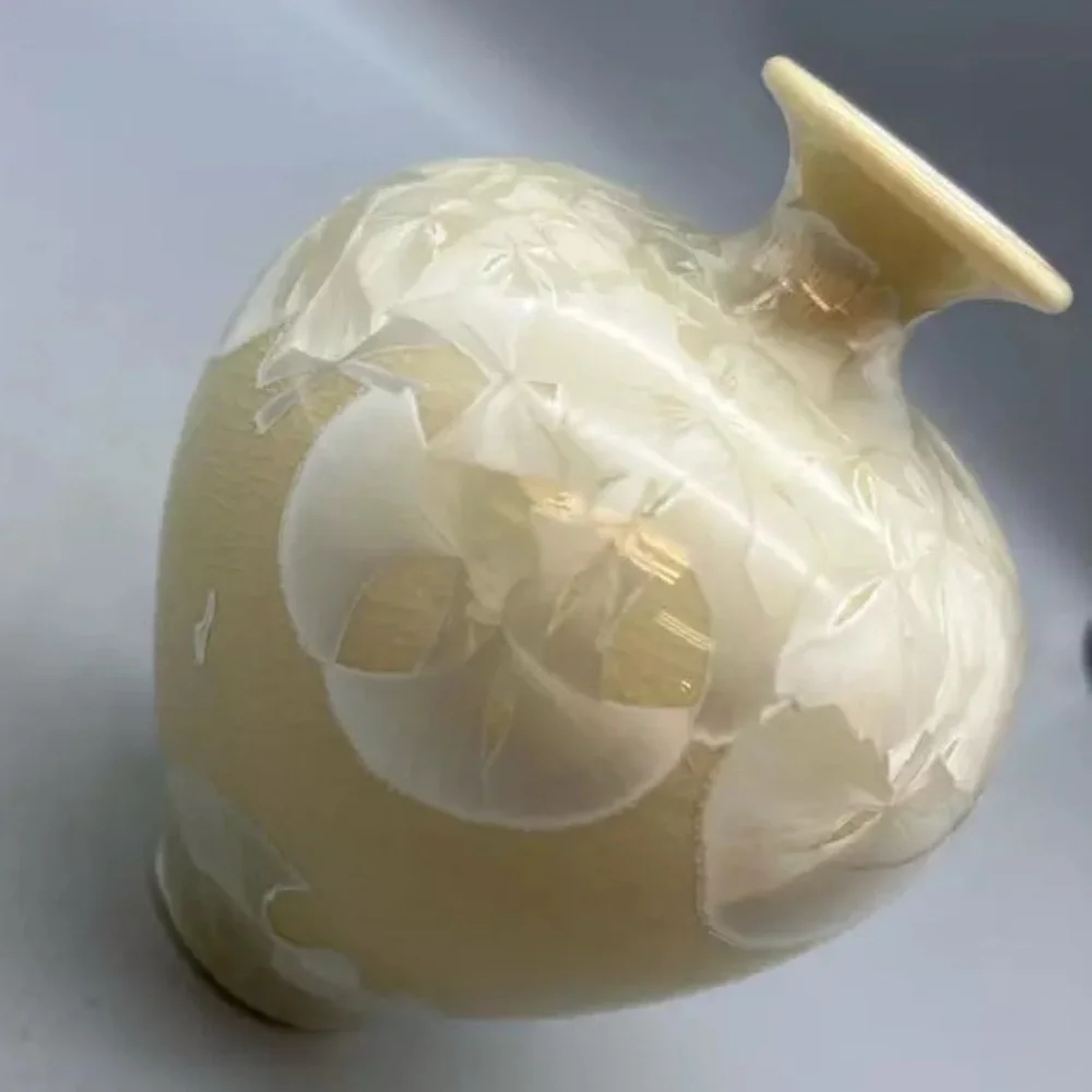 Louise Reding Crystalline Vase Studio Art Pottery Ivory Signed